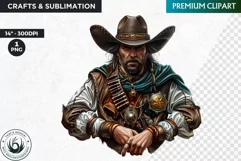 Western Cowboy Portrait clipart, cowboy hat png, Sublimation Product Image 1