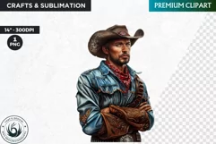 Western Cowboy Portrait clipart, cowboy hat png, Sublimation Product Image 1