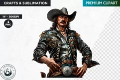 Western Cowboy Portrait clipart, cowboy hat png, Sublimation Product Image 1