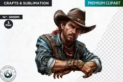 Western Cowboy Portrait clipart, cowboy hat png, Sublimation Product Image 1