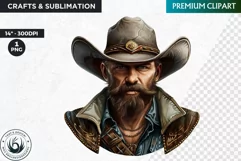 Western Cowboy Portrait clipart, cowboy hat png, Sublimation Product Image 1