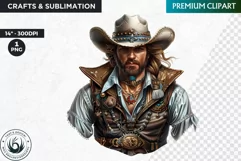 Western Cowboy Portrait clipart, cowboy hat png, Sublimation Product Image 1
