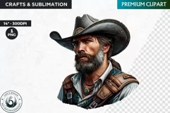 Cowboy Portrait clipart, cowboy hat png, Western Sublimation Product Image 1