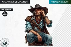 Western Cowboy Portrait clipart, cowboy hat png, Sublimation Product Image 1