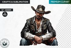 Cowboy Portrait clipart, cowboy hat png, Western Sublimation Product Image 1