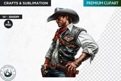 Cowboy Portrait clipart, cowboy hat png, Western Sublimation Product Image 1