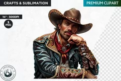 Cowboy Portrait clipart, cowboy hat png, Western Sublimation Product Image 1