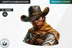 Western Cowboy Portrait clipart, cowboy hat png, Sublimation Product Image 1