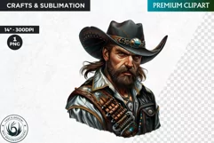 Cowboy Portrait clipart, cowboy hat png, Western Sublimation Product Image 1
