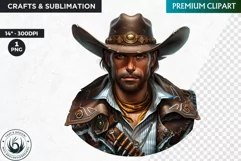 Cowboy Portrait clipart, cowboy hat png, Western Sublimation Product Image 1