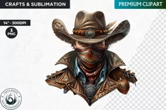 Western Cowboy Portrait clipart, cowboy hat png, Sublimation Product Image 1