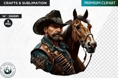 Western Cowboy Portrait clipart, cowboy hat png, Sublimation Product Image 1