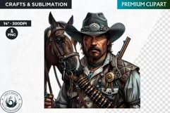 Western Cowboy Portrait clipart, cowboy hat png, Sublimation Product Image 1