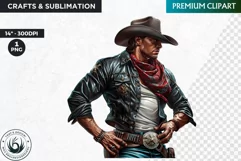 Western Cowboy Portrait clipart, cowboy hat png, Sublimation Product Image 1