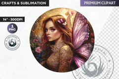 Fairy Clipart PNG for sublimation design, fantasy coaster Product Image 1