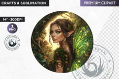 Fairy Clipart PNG for sublimation design, fantasy coaster Product Image 1