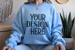Light Blue Gildan 18000 Sweatshirt Mockup,G18000 Crewneck Product Image 1