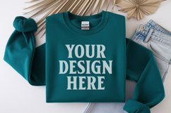 Irish Green Gildan 18000 Folded Flat Lay Mockups Product Image 1