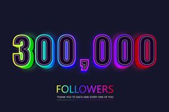 300000 social followers and subscribers neon text effect Product Image 1