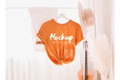 Burnt Orange 3001 Bella Canvas Hanging Tshirt Mockup | Boho Product Image 1