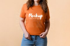 Burnt Orange 3001 Bella Canvas Tshirt Mockup | Model Mockup Product Image 1