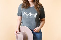 Deep Heather 3001 Bella Canvas Tshirt Mockup | Model Mockup Product Image 1