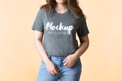 Deep Heather 3001 Bella Canvas Tshirt Mockup | Model Mockup Product Image 1