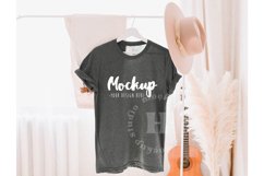Deep Heather 3001 Bella Canvas Hanging Tshirt Mockup | Boho Product Image 1