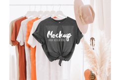 Deep Heather 3001 Bella Canvas Hanging Tshirt Mockup | Boho Product Image 1