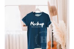 Deep Teal 3001 Bella Canvas Hanging Tshirt Mockup | Boho Product Image 1