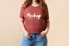 Heather Clay 3001 Bella Canvas Tshirt Mockup | Model Mockup Product Image 1