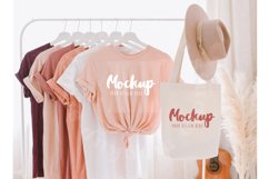 Heather Peach 3001 Bella Canvas Tshirt Mockup | Tote Bag Product Image 1