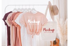 Heather Peach 3001 Bella Canvas Tshirt Mockup | Tote Bag Product Image 1