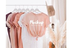 Heather Peach 3001 Bella Canvas Hanging Tshirt Mockup | Boho Product Image 1