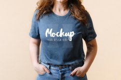 Heather Slate 3001 Bella Canvas Tshirt Mockup | Model Mockup Product Image 1