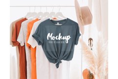 Heather Slate 3001 Bella Canvas Hanging Tshirt Mockup | Boho Product Image 1
