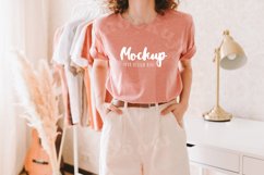 Heather Sunset 3001 Bella Canvas Tshirt Mockup | Boho Model Product Image 1