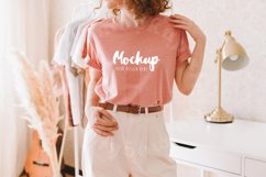 Heather Sunset 3001 Bella Canvas Tshirt Mockup | Boho Model Product Image 1