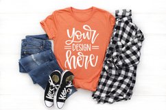 Shirt Mockup, Heather Orange Mock Up, Fall shirt mockup Product Image 1