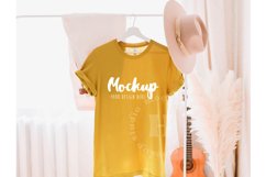 Mustard 3001 Bella Canvas Hanging Tshirt Mockup | Boho Product Image 1