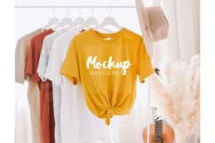 Mustard 3001 Bella Canvas Hanging Tshirt Mockup | Boho Product Image 1