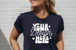 3001 Heather True Royal Mockup, Bella Canvas 3001 Mockup, Product Image 1