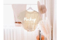 Soft Cream 3001 Bella Canvas Hanging Tshirt Mockup | Boho Product Image 1