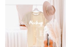 Soft Cream 3001 Bella Canvas Hanging Tshirt Mockup | Boho Product Image 1