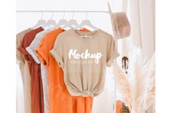 Tan 3001 Bella Canvas Hanging Tshirt Mockup | Boho Mockup Product Image 1