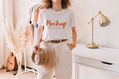 White 3001 Bella Canvas Mockup | Boho Model Mockup | Fall Product Image 1