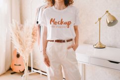 White 3001 Bella Canvas Mockup | Boho Model Mockup | Fall Product Image 1