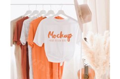 White 3001 Bella Canvas Tshirt Mockup | Boho Hanging Mockup Product Image 1