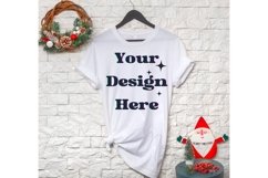 3001 White mockup Christmas shirt Bella Canvas Product Image 1