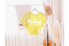 Yellow 3001 Bella Canvas Tshirt Mockup | Boho Hanging Mockup Product Image 1